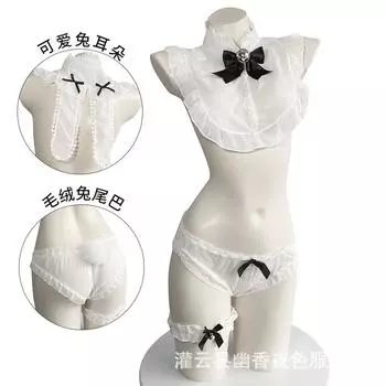 Новое сексуальное нижнее белье для женщин, сексуальный соблазнительный плюшевый шар с кроличьим хвостом, раздельный страстный костюм для девочки-кролика one size fits all