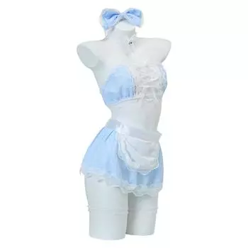 Новое сексуальное нижнее белье косплей клетчатая горничная униформа горничной чистый ремешок фартук косплей костюм One Size