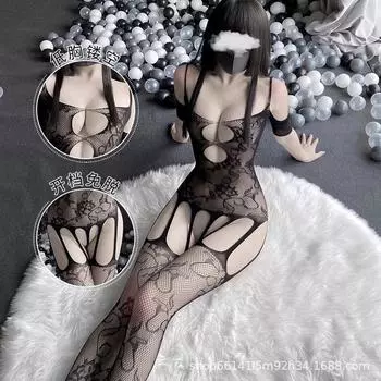 Новое сексуальное нижнее белье, сексуальное искушение, цельное полое сетчатое пальто большого размера, открытая промежность, грудь, слинг, топ-труба 3107 one size fits all