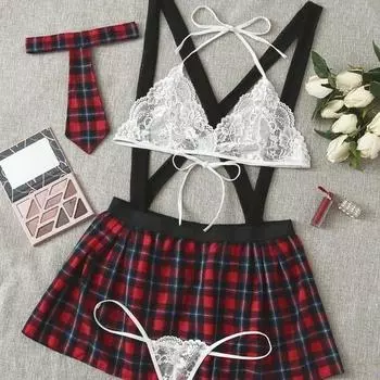 Новое сексуальное нижнее белье сексуальная униформа соблазн эластичный перекрестный ремешок костюм JK average size