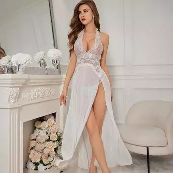 Новое сексуальное нижнее белье сексуальное женское сетчатое нижнее белье с разрезом на подтяжках длинная юбка секс комплект оптом S