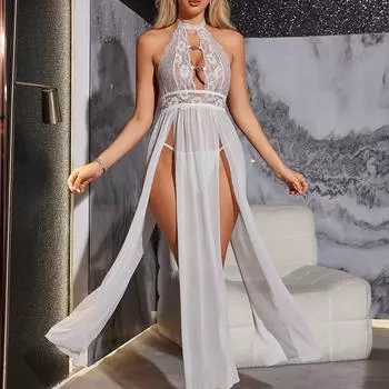 Новое сексуальное нижнее белье сексуальное женское сетчатое покрытие шея полая разрезная юбка секс костюм S