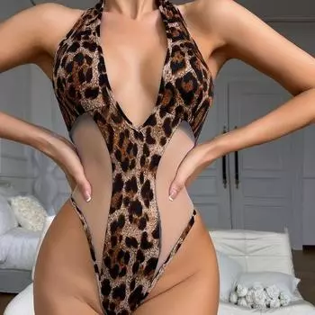 Новое сексуальное нижнее белье сексуальное женское леопардовое принтовое сетчатое воротничковое белье секс комплект оптом S
