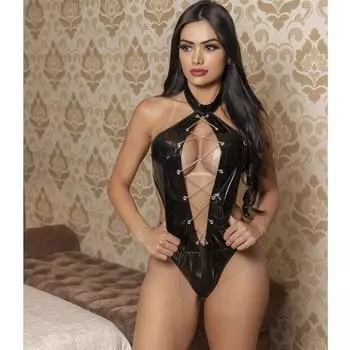 Новое сексуальное нижнее белье, сексуальное черное ПУ полое цельное сексуальное нижнее белье S