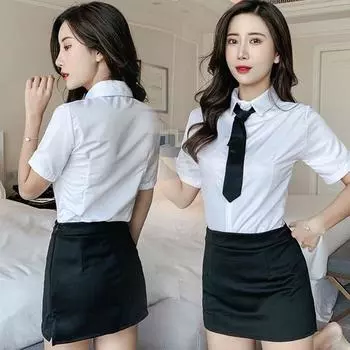 Новое сексуальное нижнее белье женский наряд секретаря студенческая форма сексуальная белая одежда черное платье моряк профессиональный эластичный костюм S