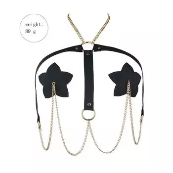 Новое сексуальное ожерелье, цепочка для тела, ювелирные изделия, 1 пара, металлическая цепочка из искусственной кожи, чехол для сосков с колье, многоразовые пирожные в форме лепестков для сосков one size