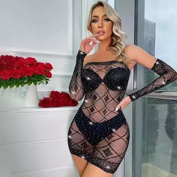 Новое сексуальное платье с открытой спиной, женское кружевное нижнее белье, эротическое ночное белье, прозрачная сетчатая юбка на бедрах, сетчатый порно-костюм One Size