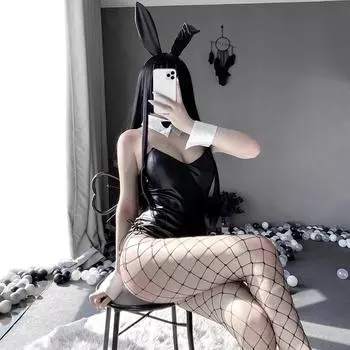 Новое сексуальное женское белье, сексуальный комбинезон с открытой промежностью для девочек-кроликов One size