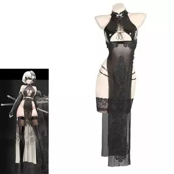 Новое сексуальное женское белье, женское сексуальное полуперспективное водорастворимое Cheongsam с цветочным рисунком и росой на спине, униформа, искушение, костюм one size белый