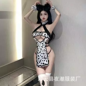 Новое сексуальное женское нижнее белье страсть маленькая грудь халат бесплатно милая коровья униформа соблазн комплект 2701 Average size