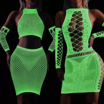 Новое сексуальное женское ночное светящееся платье, перспективный корсет, бюстгальтер, нижнее белье, сексуальная сетка, изгиб тела, ночная одежда, экзотическая одежда, комплект нижнего белья 37.5-70kg