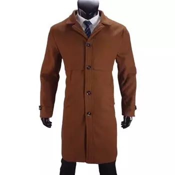 Новое шерстяное мужское пальто Nizi длинное пальто большого размера однобортное M верблюд