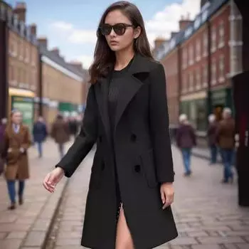 Новое шерстяное пальто женское среднее и длинное однобортное шерстяное пальто с поясом тонкое женское пальто-тренч S