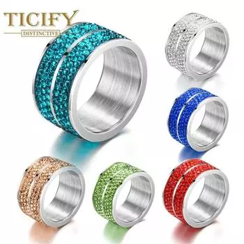 Новое шестирядное кольцо из титановой стали с полным цирконом, европейская и американская мода, пара из нержавеющей стали, кольцо с инкрустацией цирконом, аксессуары для рук 6 светло-зеленый