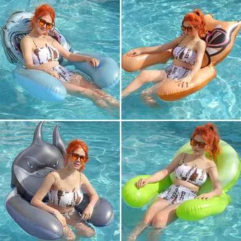 Новое сиденье с сеткой для воды, надувной гамак с подстаканником в форме животного, водная шезлонговая кровать one size