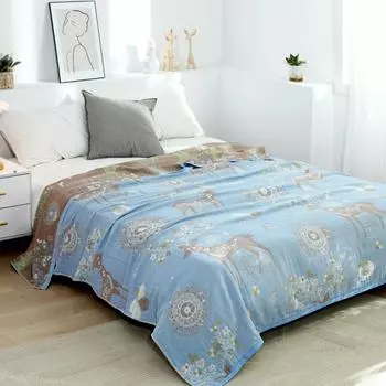 Новое скандинавское плед, хлопково-марлевое покрывало для дивана, милое одеяло королевского размера с оленями, офисное ворсовое тонкое одеяло, декор в стиле бохо, мягкое покрывало 150x200cm