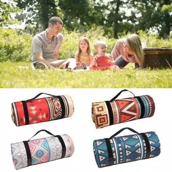 Новое складное одеяло из алюминиевой пленки в стиле ретро в стиле богемии, складное одеяло для пикника с веревкой для хранения, композитный процесс для кемпинга, водонепроницаемый влагонепроницаемый коврик, товары для улицы M чёрный