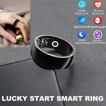 Новое смарт-кольцо для мужчин и женщин с зарядным чехлом, датчиком температуры тела, здоровья и сна, фитнес-трекером, кольцом для фитнеса и спорта, подарок 18 чёрный