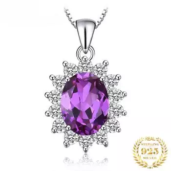 Новое созданное александрит-сапфир, натуральный аметист, гранат, синий топаз, стерлинговое серебро 925 пробы, ожерелье без цепочки 925 Sterling Silver