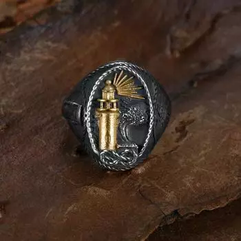 Новое стальное цветное кольцо с маяком, мужские кольца в стиле панк, титановый стальной палец