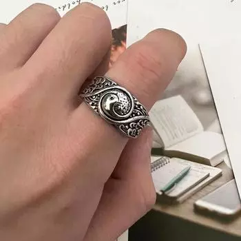 Новое старинное кольцо Su Tai Chi Кольцо Tai Кольцо Wind and Water Rise Кольцо Yin Yang Даосские украшения one size(US size 6-13)