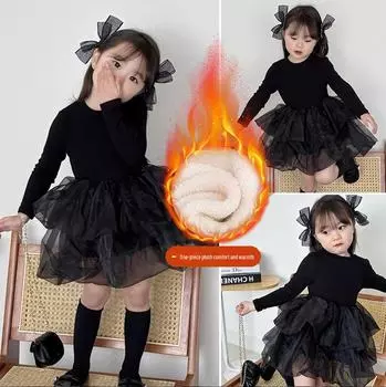 Новое стильное платье принцессы для девочек 2025 года на осень 80 cm