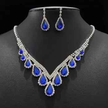 Новое свадебное ожерелье и серьги, комплект сверкающих драгоценных камней, аксессуары для ужина, простое свадебное платье, ювелирные изделия белый
