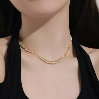 Новое свадебное ожерелье из стерлингового серебра S925, женское волейбольное ожерелье с бриллиантами и шариковой цепочкой, дизайнерское элитное роскошное женское ожерелье