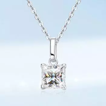 Новое сверкающее настоящее муассанитовое ожерелье принцессы огранки 1,2 карата для женщин, ожерелье-цепочка из стерлингового серебра S925 с бриллиантами About 41-50cm&1.2 Carat S925