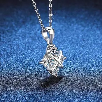 Новое сверкающее ожерелье с подвеской из муассанита цвета D 1,2 карата для женщин, ожерелье-цепочка из стерлингового серебра S925 с бриллиантами, оптовая продажа 41-50cm&Moissanite