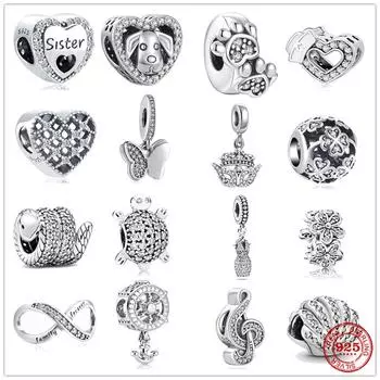 Новое сверкающее платье Sister Tortoise Snake Charm Dog Paws из стерлингового серебра S925, бусина, подходит для оригинального браслета, сделай сам, ювелирный подарок