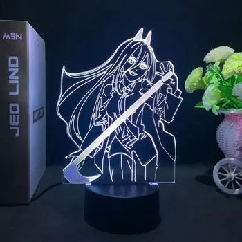 Новое светодиодное освещение, аниме, бензопила, человек, мощность для спальни, декоративный ночник, детский подарок на день рождения, прикроватная лампа