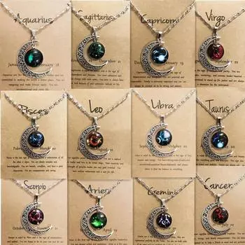 Новое светящееся ожерелье с 12 созвездиями, винтажная подвеска в виде луны, короткое ожерелье 45CM