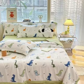 Новое свежее и милое летнее прохладное одеяло из хлопка и льна, 1 шт., 100/150/200, полный размер/размер Queen, легкое и дышащее, можно стирать в машине 100x150cm&SOLO Quilt