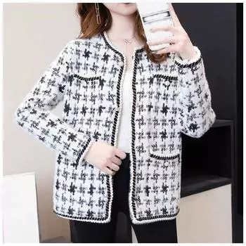 Новое свободное женское пальто из искусственного норкового бархата с небольшим ароматом, осенне-зимний клетчатый кардиган в стиле вестерн, женский топ One Size чёрный