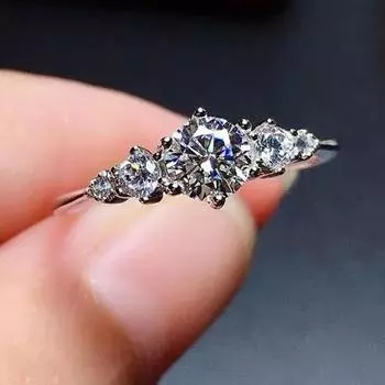 Новое темпераментное милое женское обручальное кольцо с инкрустацией круглого циркония AAA, женские аксессуары, модные ювелирные изделия 9 серебряный