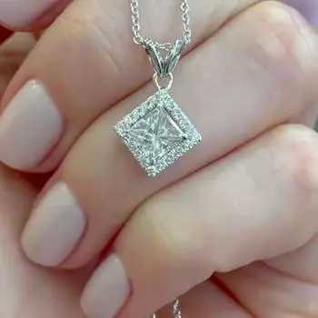 Новое темпераментное ожерелье с подвеской принцессы для женщин AAA с квадратным цирконием, простые элегантные свадебные модные украшения 42cm 5cm