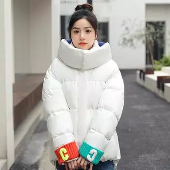 Новое теплое женское зимнее вязаное сшитое письмо в Корейском стиле, свободное утолщенное пальто M белый