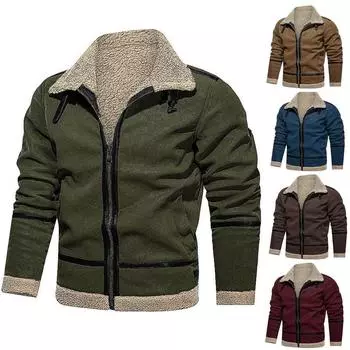 Новое толстое шерстяное мужское пальто длинное пальто искусственная кожа бархат Япония и Корея досуг S хаки