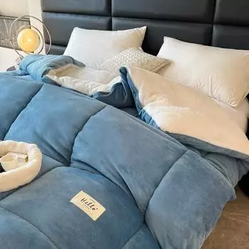 Новое толстое теплое одеяло из молочного флиса для зимы, искусственное одеяло из овечьей шерсти, кашемировое одеяло, мягкое теплое утяжеленное одеяло, основа для одеяла 150x200CM-2KG синий