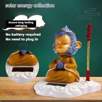 Новое украшение для автомобиля, украшение на солнечной энергии, трясущаяся голова куклы, симпатичное украшение в форме обезьяны, подарок, креативный интерьер автомобиля чёрный