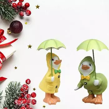 Новое украшение для сада в виде утки Украшение для сада в виде утки с зонтиком Садовая утка Выцветающая смоляная садовая декорация