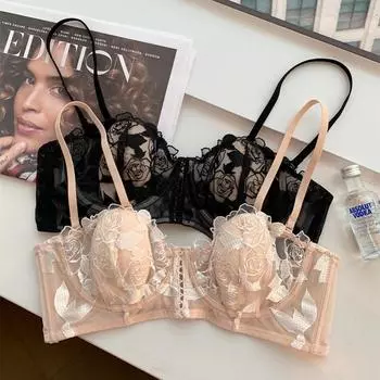 Новое ультратонкое нижнее белье с французскими кроличьими ушками, удобный и нечувствительный бюстгальтер 38B чёрный