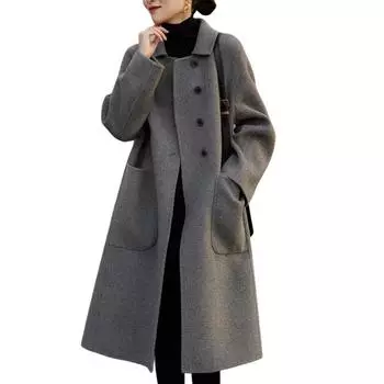 Новое утолщенное и теплое женское повседневное шерстяное пальто осенью и зимой