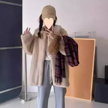 Новое утолщенное свободное длинное пальто из искусственной кожи — это высококачественное пальто для женщин. S: within 51.5kg