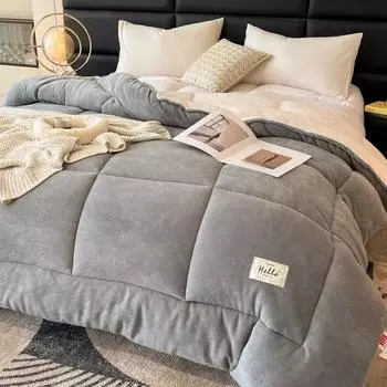 Новое утолщенное зимнее одеяло из молочного флиса, теплое искусственное овечье кашемировое утяжеленное одеяло для кровати, мягкое теплое одеяло, основа для пододеяльника 150x200CM-2KG серый