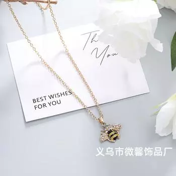 Новое ювелирное украшение, милое маленькое ожерелье в виде пчелы, модный бриллиантовый нишевый дизайн, подвеска в виде пчелы, цепочка на ключицу золотой