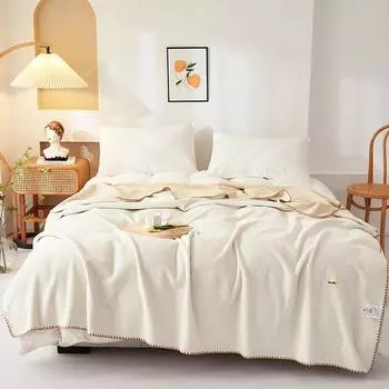 Новое вафельное бархатное одеяло, однотонное, однотонное, утолщенное, теплое, из молочного волокна, маленькое одеяло для отдыха 100x150cm 0.7kg