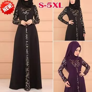 Новое вечернее элегантное мусульманское женское платье макси с длинными рукавами в Дубае, кафтан, платье макси с длинными рукавами и принтом без хиджаба S розовый