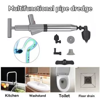 Новое ведро из нержавеющей стали, разблокировщик туалетных труб, унитаз, канализация, слив в полу, засорение, универсальное решение высокого давления «все в одном» серый